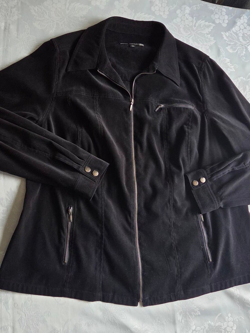 Optimum Nostalgia - Jacket Black Faux Suede Zip Up